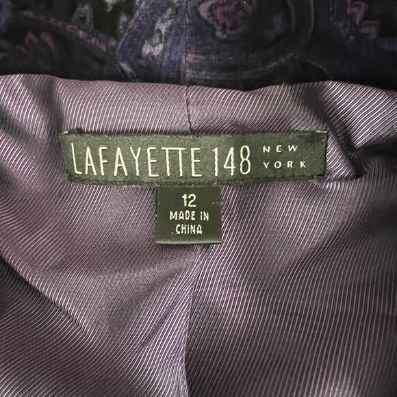 Lafayette 148 New York Velvet Paisley Blazer 12 | Purple Lined Y2K Glam Jacket - Picture 3 of 12